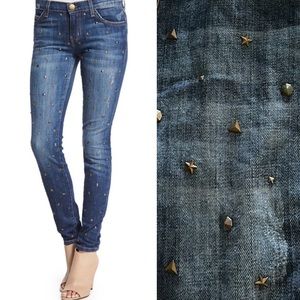 CURRENT/ELLIOTT rare Ankle Skinny Gold Standard studded blue jeans 24 lie new